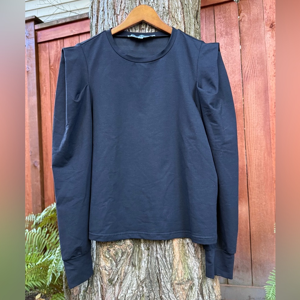 Walter Baker Bethany Puff Sleeve Black Long Sleeve Top NWOT
